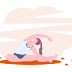 Eine Frau macht Yoga im Freien
