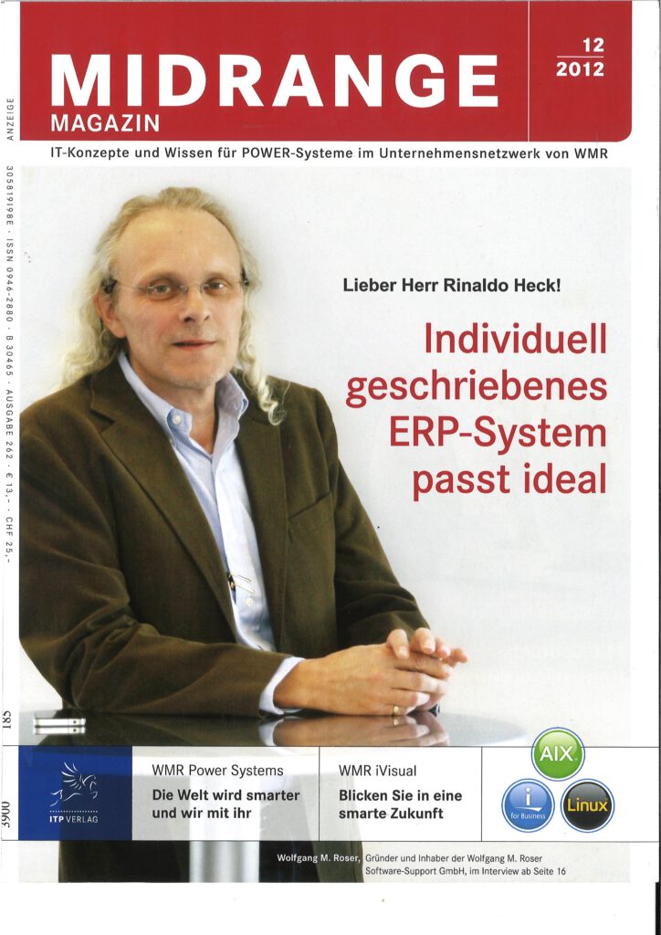 MIDRANGE Magazin mit der Titel Lieber Herr Rinaldo Heck Individuell geschriebenes ER?-System passt ideal