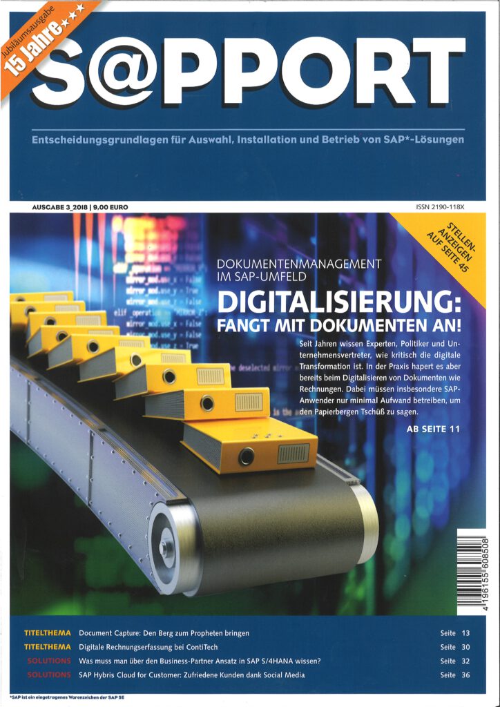 S@pport Magazin mit dem Thema Digitalisierung fangt mit Dokumenten an